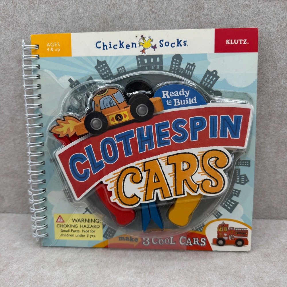 Klutz Chicken Socks Clothespin Cars Activity Book Kit Kids DIY Craft Toy Kidcore